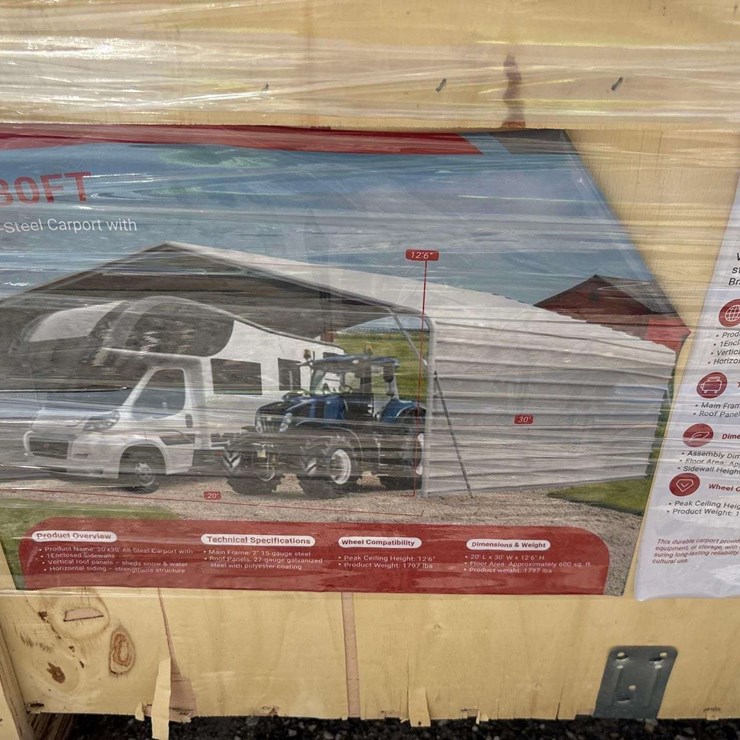 2026 20ft. x 30ft. Steel Carport with Enclosed Side Walls