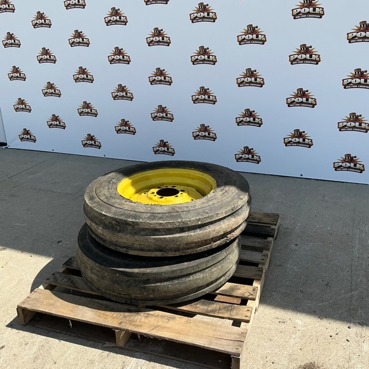 #5068 • Samson 7.50-18 F-2 Tractor Tires on Yellow John Deere Rims