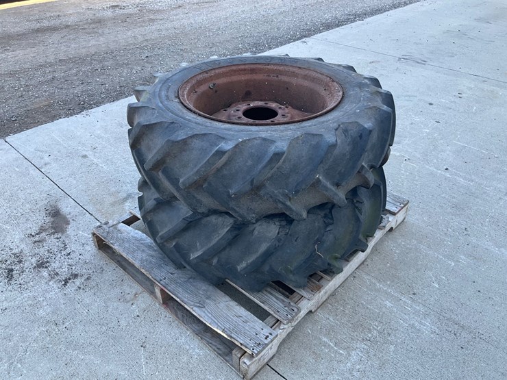 #5046-•-(2)-firestone-12.4-24-agricultural-tractor-tires-on-steel-rims-image-2