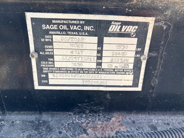 2018-sage-oil-vac-12’-x-88”-t/a-bumper-pull-lube-trailer-image-8