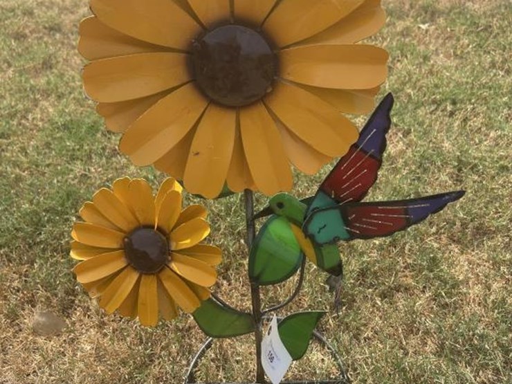 #156-•-metal-art---sunflower-arrangment-w/hummingbird-image-1