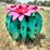 #112-•-metal-art---medium-blue-cactus-w/pink-flower-image-1