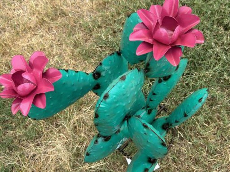 #123-•-metal-art---medium-cactus-w/pink-flowers-image-2