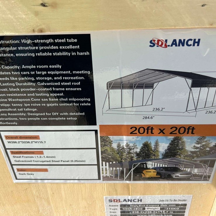 2026 SDLanch SDLC2020 20ft X 20ft High-End Carport