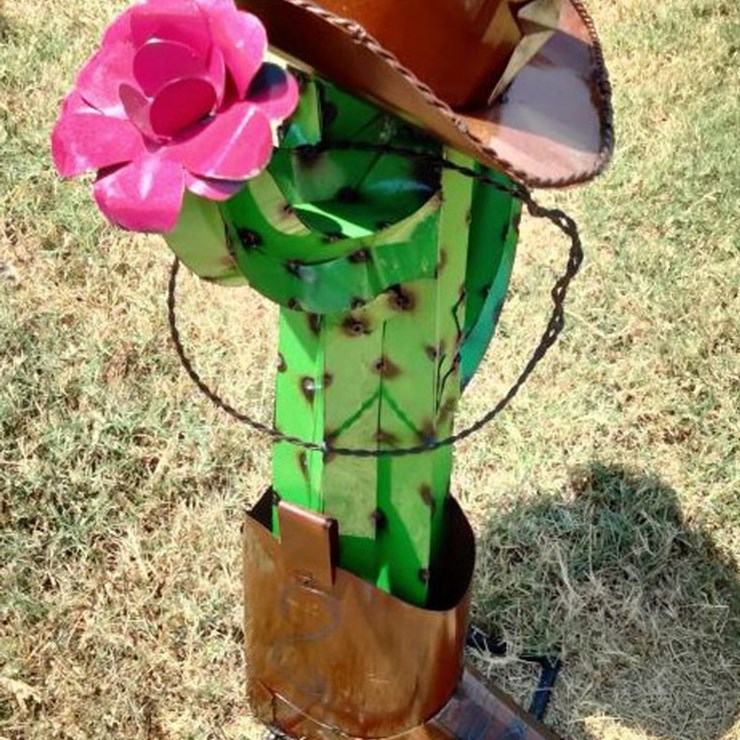#118 • Metal Art - Cowboy Cactus w/ Boot, Hat & Lasso