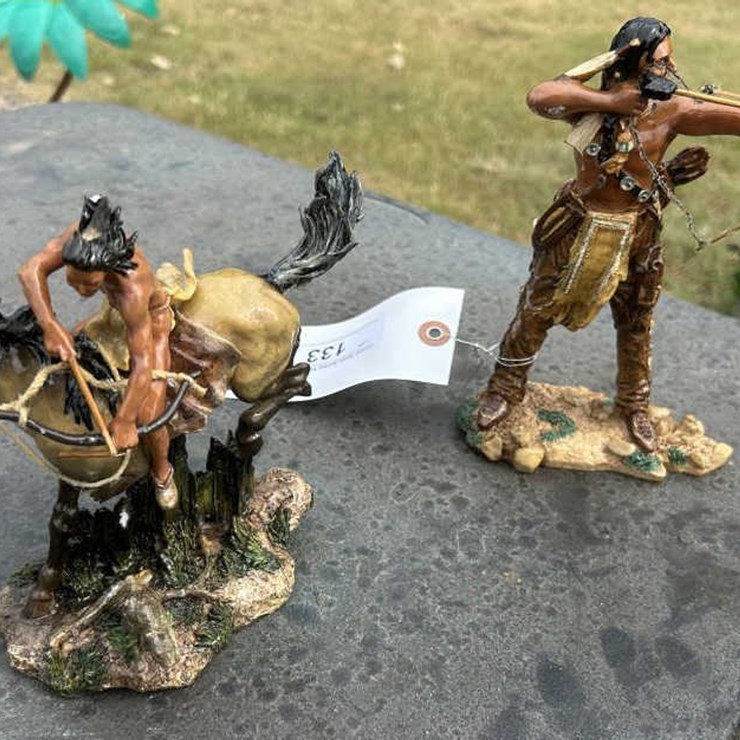#133 • (2) Indian Statue w/Bow & Arrows