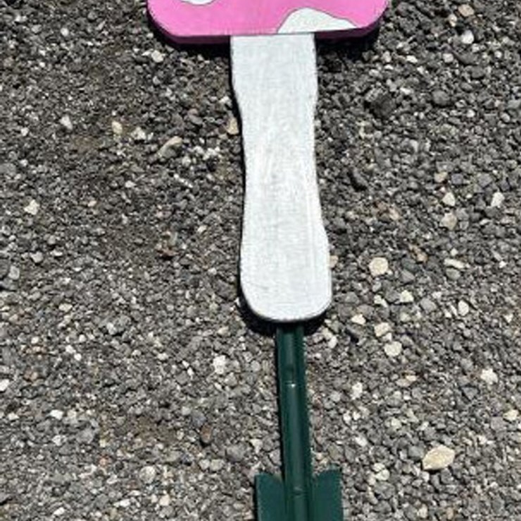 #77 • Custom Wood Art - Pink Mushroom w / Bumblebee