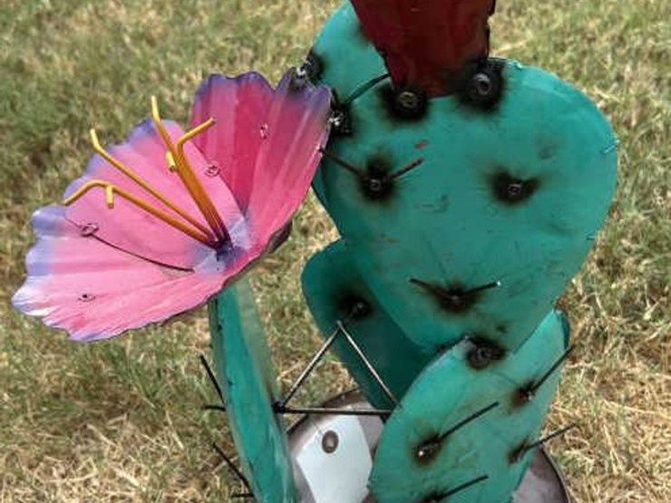 #141-•-metal-art---small-cactus-w/pink-flowers-image-2