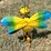 #119-•-metal-art---stand-up-dragon-fly-w/bouquet-flowers-image-1