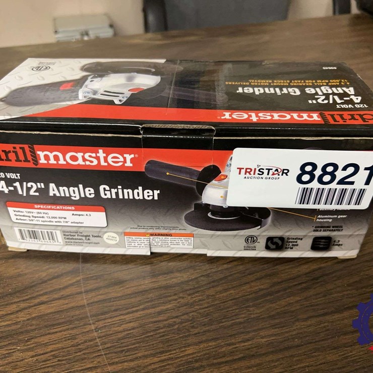 Unused Drill Master 4-1/2” Angle Grinder, Model 69645, 120V, 4.3A