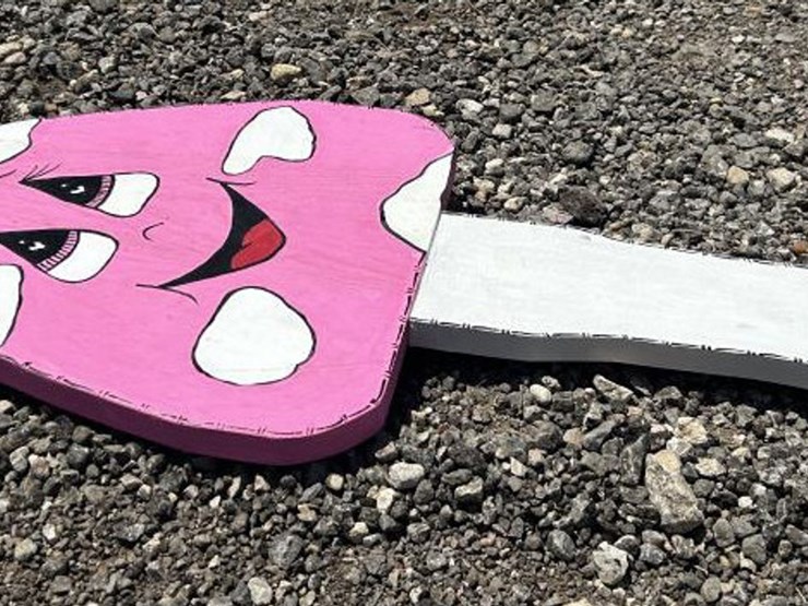 #77-•-custom-wood-art---pink-mushroom-w-/-bumblebee-image-3
