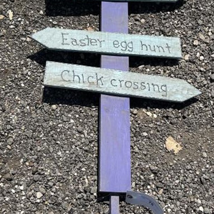 #78 • Custom Wood Art - Garden Bunny's Sign, Sunflowers,