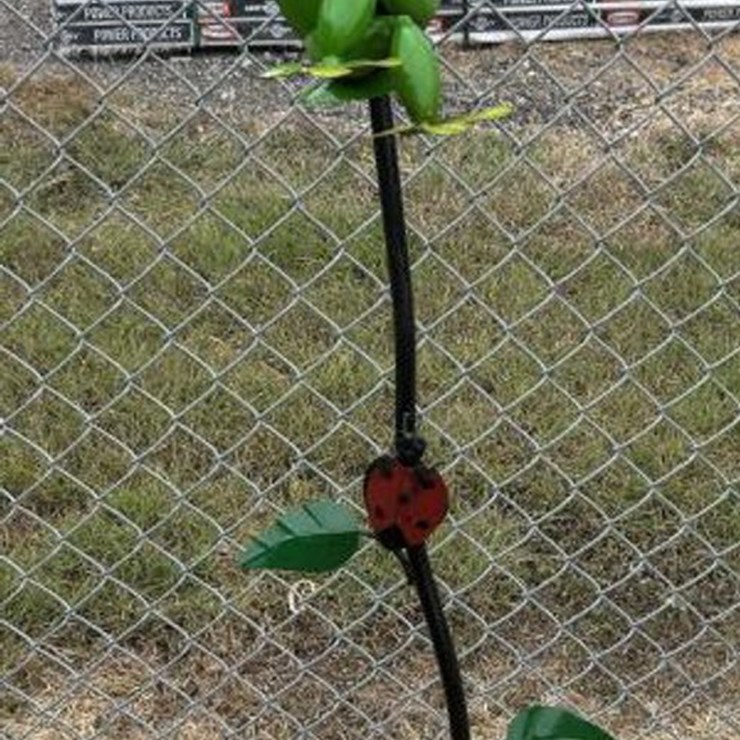 #130 • Metal Art - Frog w/Umbrella & Flowers on