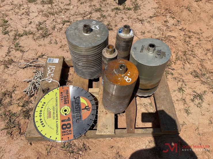 contents-of-pallet-various-sized-concrete-bore-bits,-18"-concrete-saw-blade-image-1