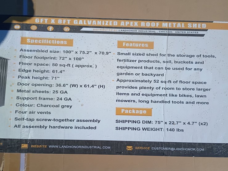 #l85-078-•-landhonor-6'x8'-metal-shed-[damaged-box]-image-2
