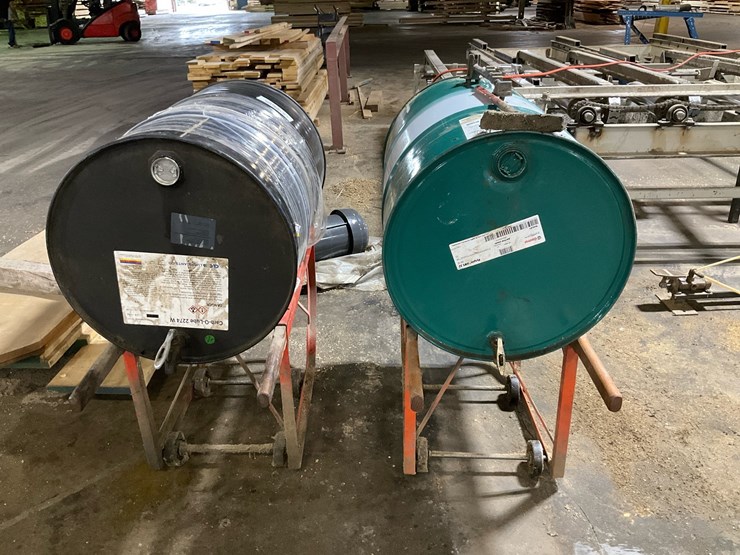 #211-•-(2)-55-gallon-lubricant-drums-with-wheeled-cradles-image-1