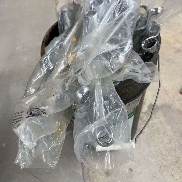 5 GALLON BUCKET OF UNUSED METRIC WRENCHES