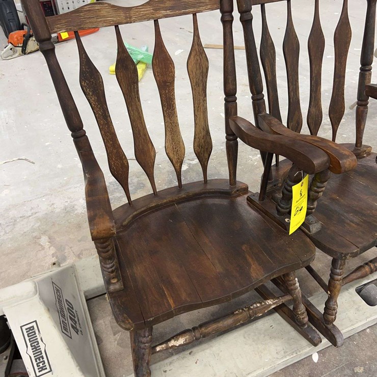 QTY (2) WOODEN ROCKING CHAIRS