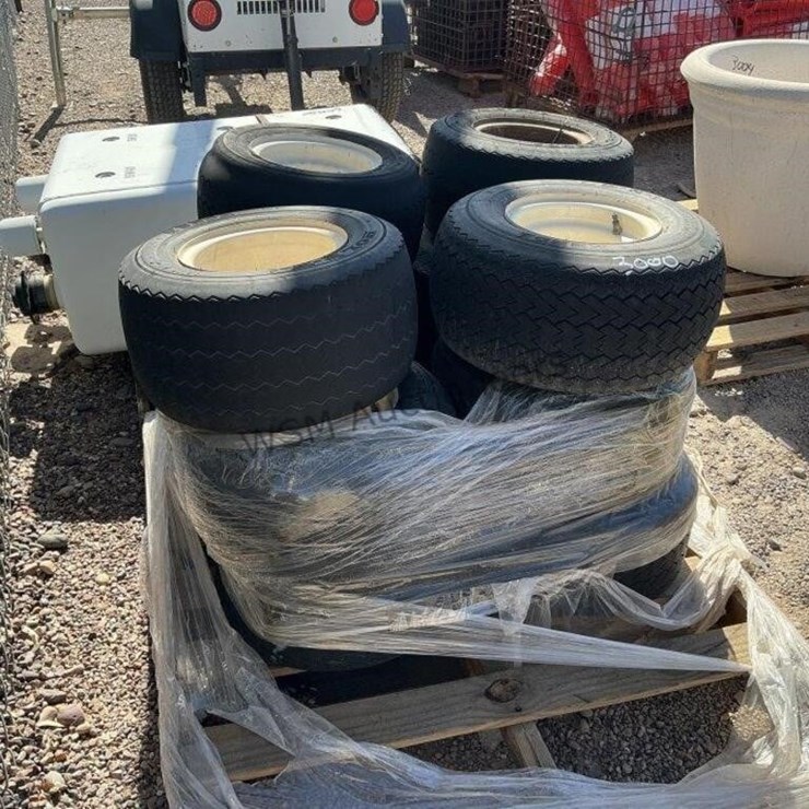 PALLET OF ASST GOLF CART WHEELS AND TIRES