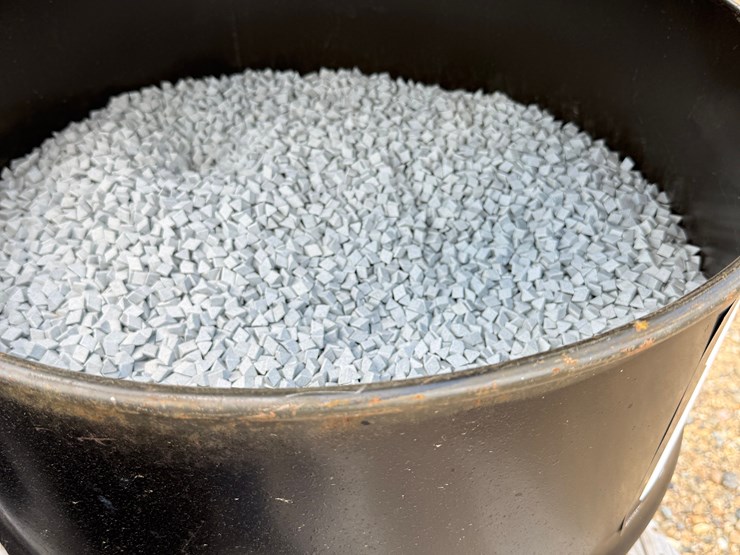 (3)-55-gallon-drums-of-triangular-ceramic-abrasive-polishing-tumbling-media.-approximately-700-lbs.-in-each-drum.-image-4