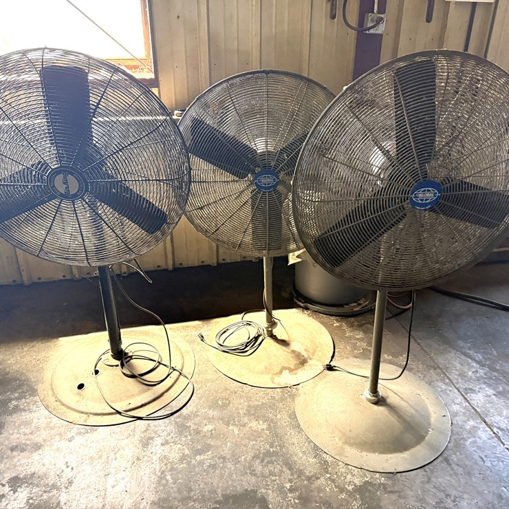 (3) GLOBAL 30” PEDESTAL SHOP FANS