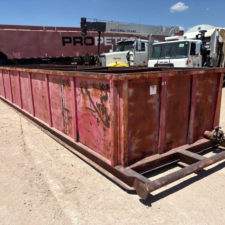 34’ x 8’ x 4’ open top fluid tank, skidded