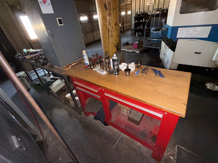section-w/-(2)-work-benches,-small-metal-cabinet-including-contents-of-machine-cutting-tools,-some-hand-tools,-&-related-image-8