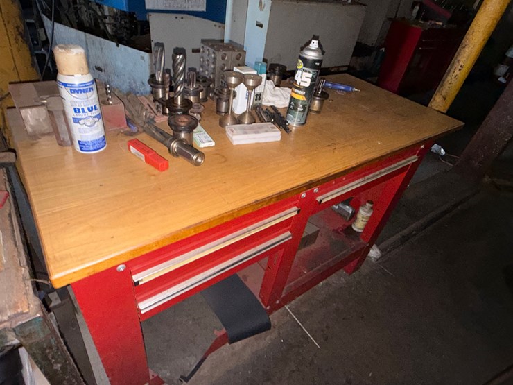 section-w/-(2)-work-benches,-small-metal-cabinet-including-contents-of-machine-cutting-tools,-some-hand-tools,-&-related-image-6