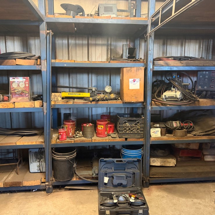 (13) Shelves w/ welding related tools, wire & power tools