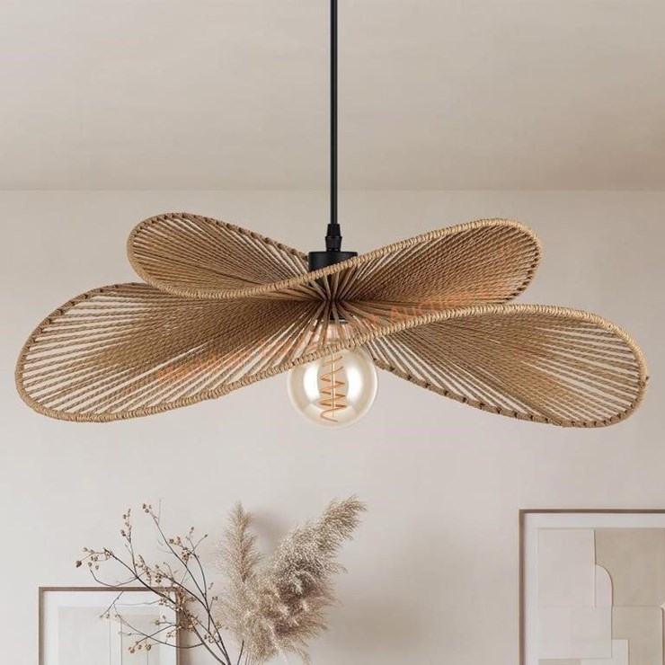 22.8" Large Boho Rattan Pendant Light Wicker Lamp