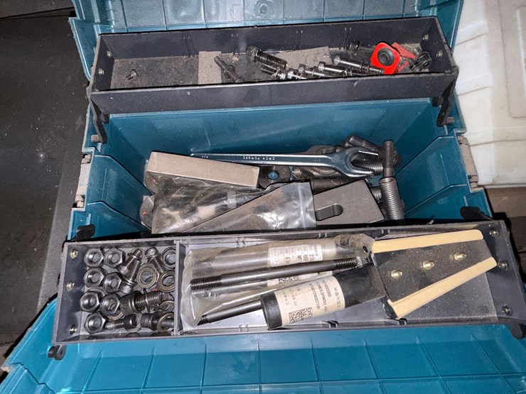 section-w/-(2)-work-benches,-small-metal-cabinet-including-contents-of-machine-cutting-tools,-some-hand-tools,-&-related-image-5