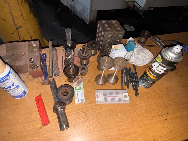 section-w/-(2)-work-benches,-small-metal-cabinet-including-contents-of-machine-cutting-tools,-some-hand-tools,-&-related-image-7