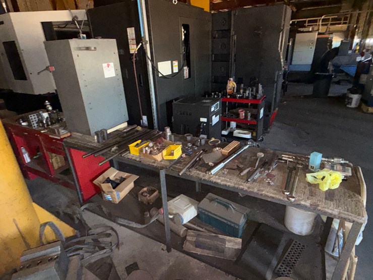 section-w/-(2)-work-benches,-small-metal-cabinet-including-contents-of-machine-cutting-tools,-some-hand-tools,-&-related-image-2