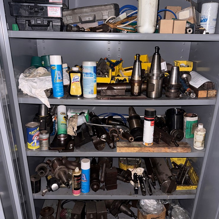 4’x2’x6’ 2-DOOR METAL TOOL CABINET W/ MACHINE TOOL CONTENTS