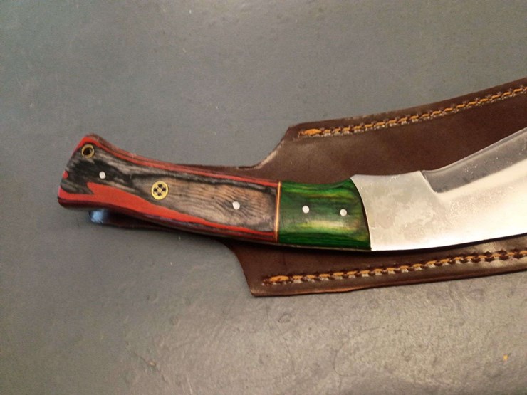 custom-stainless-steel-fixed-blade-knife-with-layered-brown/red-striped-handle-image-3