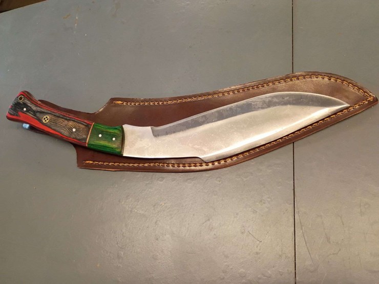 custom-stainless-steel-fixed-blade-knife-with-layered-brown/red-striped-handle-image-1