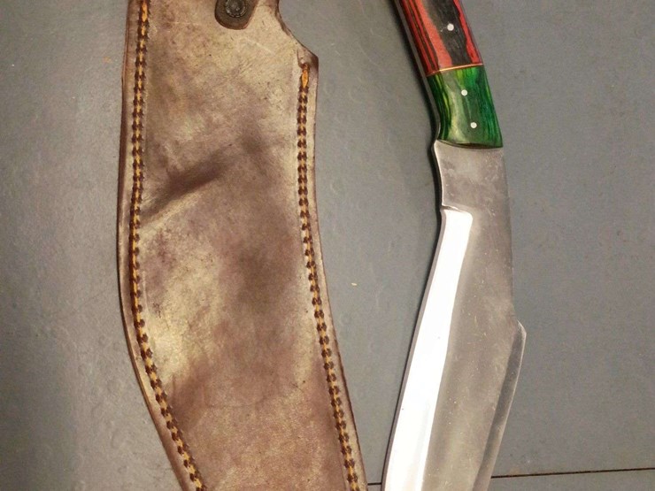 custom-stainless-steel-fixed-blade-knife-with-layered-brown/red-striped-handle-image-4
