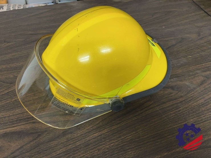 two-bullard-e830-fire-helmets-with-face-shields-and-goggles-image-3