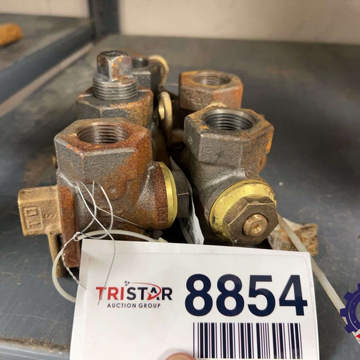 Lot of 5 Brass Gas Meter Valves, 3/4" NPT