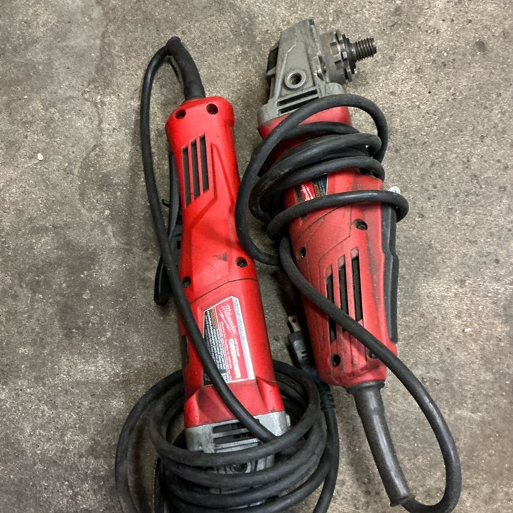 #104 • 2 Milwaukee 4-1/2" Corded Angle Grinders and Ridgid Wet&Dry Shop Vac