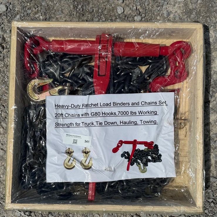#608 • LOT OF HD RATCHET LOAD BINDERS AND CHAINS