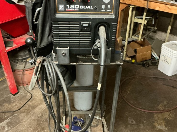 #119-•-lincoln-electric-power-mig-180-dual-welder-with-cart-&-accessories-image-1