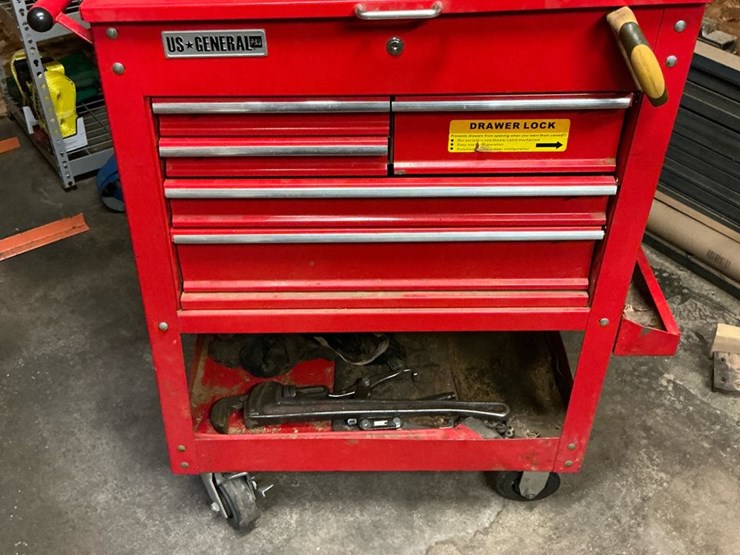 #108-•-us-general-pro-5-drawer-rolling-tool-cart-&-assorted-shop-tools-image-1