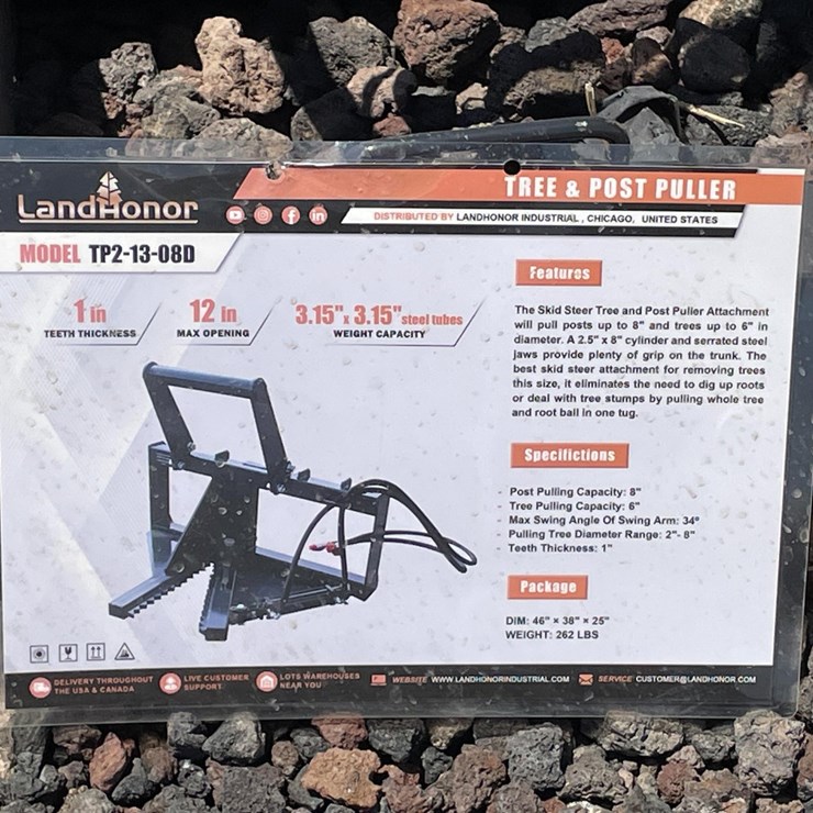 #2429 • Unused 2026 Landhonor Skid Steer Tree Puller Attachment
