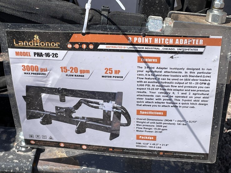 #2433-•-unused-2026-landhonor-skid-steer-3-point-hitch-adapter-image-1