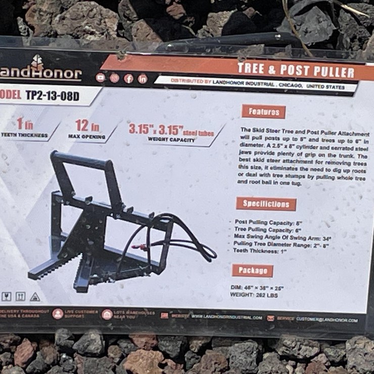 #2430 • Unused 2026 Landhonor Skid Steer Tree Puller Attachment