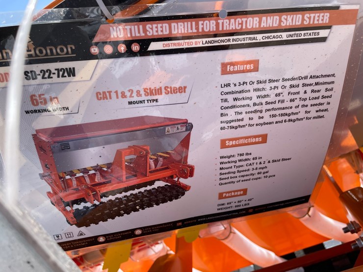 #2406-•-unused-2026-landhonor-no-till-seed-drill-for-tractor-and-skid-steer-image-1