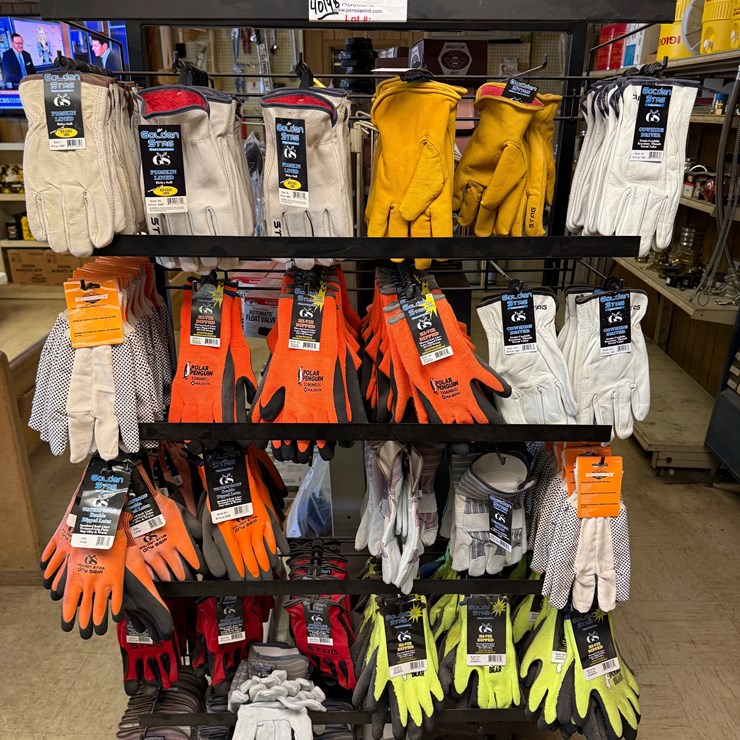 END CAP SECTION OF (80+) PAIRS GOLDEN STAG VARIOUS TYPES OF WORK GLOVES