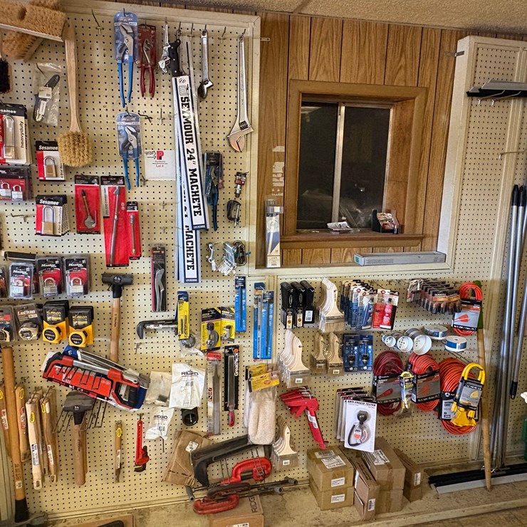 Hardware contents of pegboard