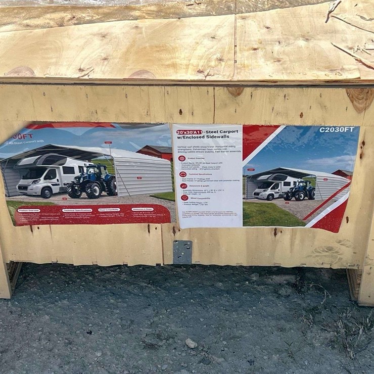 2026 SDLanch 20ft. x 30ft. Metal Carport with Enclosed Side Walls